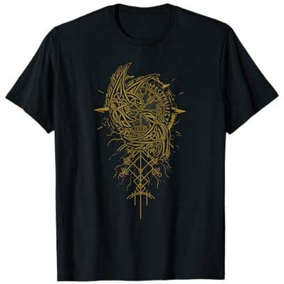 Walhalla Rabe Raben Odins Runen Nordischer Kompass Wikinger T-Shirt