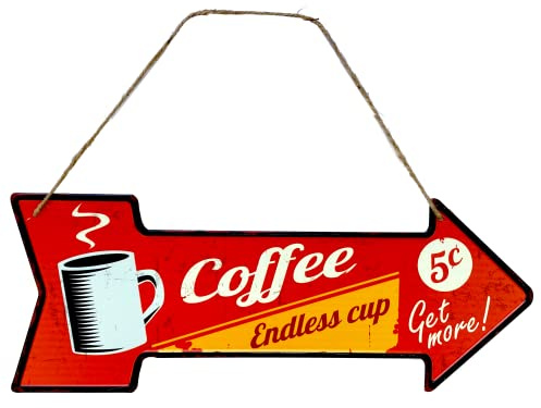 DiiliHiiri Cartello in lamiera di caffè - 40 x 15 cm Originale Poster Retro American Retro Sign Company per Bar Pub Caffetteria Garage e Officina Decorazione Targa Vintage anni 50 (9544-3) Endless