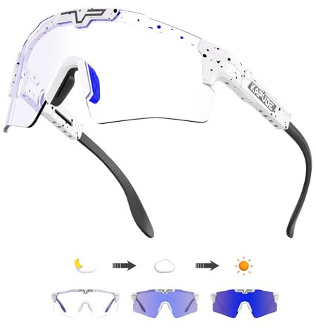 KAPVOE Photochrome Fahrradbrille Männer Frauen Klar Sport Sonnenbrille Einstellbare TR 90 Rahmen Mountainbike Sonnenbrille MTB Fahrradfahren