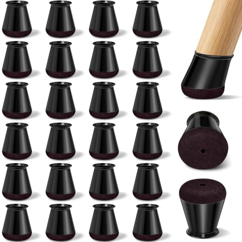 24 Stück Stuhlbeinkappen Rund für Schräge Stuhlbeine, Filzgleiter | Stuhlbeinschoner, Schutzkappen Silikon, Bodenschutz gegen Kratzer, Geräuschdämpfend,Schwarz,S Fit: Ø 14–20 mm