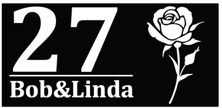 Targa in metallo personalizzata per esterni, targa per numero civico, decorata con numeri di rosa e albero della vita, decorazione artistica in ferro per porta (design 3)
