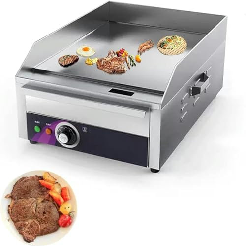 Piastra per Barbecue Elettrica Griglia Elettrica Professionale in Ghisa Bistecchiera Elettrica Professionale, Alloggiamento in Acciaio Inox, con Temperatura Regolabile per Casa Ristorante-1pc