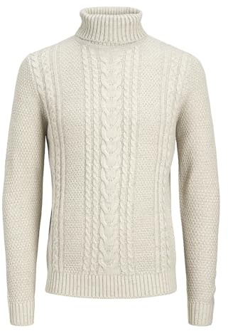 Jack & Jones stickad tröja för män, Vit melange, S