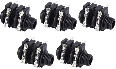 SPYMINNPOO 5 teilige Gitarren Klinkenbuchse, 6,35 Mm E Gitarre, Bass, Mono Endpin, 4P Stereo Buchse, 6,5 mm Eingangsbuchse f¨¹r Mikrofon, E Gitarre (Positiver Sockel)