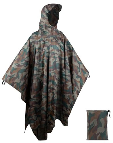 BALIGO 3-in-1 Mehrzweck Regenponcho Lang Wasserdicht Herren & Damen, Leicht, Schnell Trocknend, Regencape mit Kapuze, Regenjacke, Regenmantel, Rain Poncho, Raincoat für Camping Outdoor Jagd