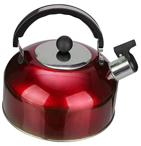 MAGICLULU Teekessel Mit Pfeife Für Herd Roter Stahlkessel Geeignet Für Gas Und Elektroherde Großes Volumen Für Tee Und Heißgetränkezubereitung