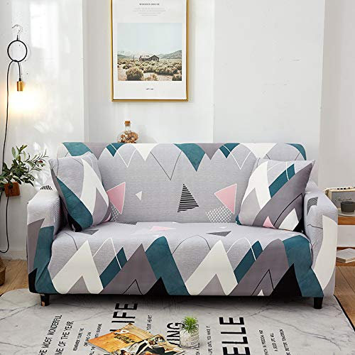 Sofaschoner Weiß Grün Sofaüberwurf Weich Spandex Sofaschoner rutschfest Couch Überwurf Waschbare Sofa Überzug Sofabezug mit Elastischen Riemen Sofabezug L Form Universelle 3 Sitzer