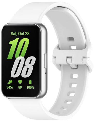 Silikon Armband für Samsung Galaxy Fit 3, Sport Armbänder Uhrenarmband, Ersatzarmband für Samsung Galaxy Fit 3 (White)