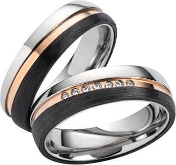 Blue Moon Diamonds Paar Titan/Carbon Eheringe Hochzeitsringe Verlobungsringe Trauringe Partnerringe, Antragsringe Paar Ringe SD7016