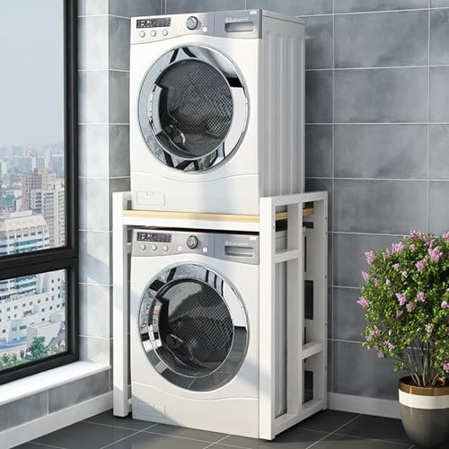 Kit de apilamiento para lavadora y secadora Estante Portátil Sobre Lavadora Y Secadora, Kit de Soporte Apilable para secadoras, Ahorro de espacio Baño Balcón Lavadero Versátil Soporte para lavadora (