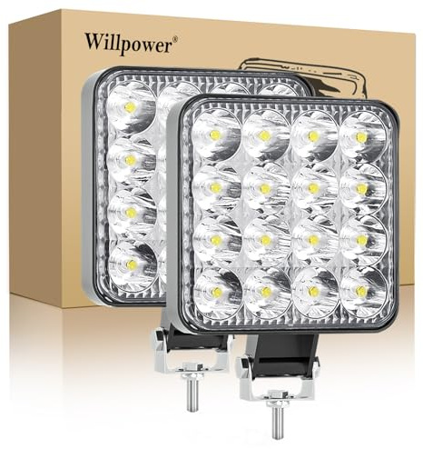 Willpower LED Arbeitsscheinwerfer, 2 X 3.3 Zoll 48W Strahler led fernscheinwerfer, Led Scheinwerfer 12v für Auto Bagger Anhänger Traktoren LKW SUV offroad