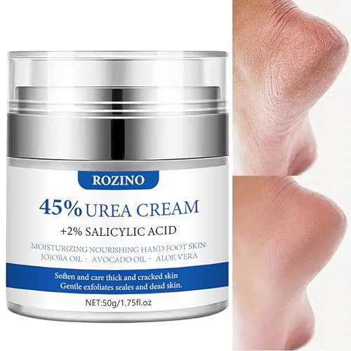 Crema Urea 45% con acido salicilico al 2% di burro di karitè, lozione curativa per i piedi secchi, screpolati e piedi ruvidi, idratante per la cura dei piedi di uomini e donne, 50 ml