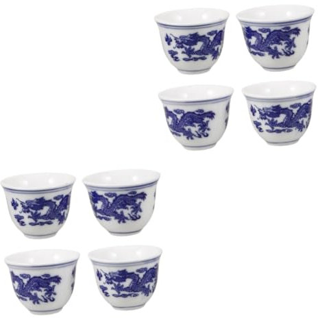 Ciieeo 8 Piezas Vaso de de porcelana azul y tazón de té de kung fu taza de te chino taza de tiro tazas de té japonesas tazón de sopera de antiguo cerámica
