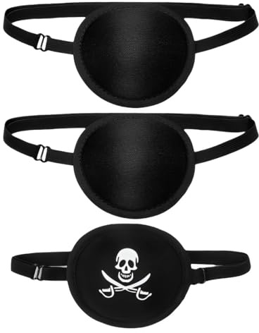 BEPSYOM 3 Pz Maschera per Occhi Regolabile per Adulti e Bambini, riutilizzabile, adatta per l'uso quotidiano, sostituto, regalo, Bende Regolabili per Occhio, Benda da Pirata