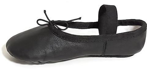Ballet Shoe Leather Ballet Flats Ballerina Shoes Black Ballet Gymnatic Yoga Dance Shoes (7 UK Adults)