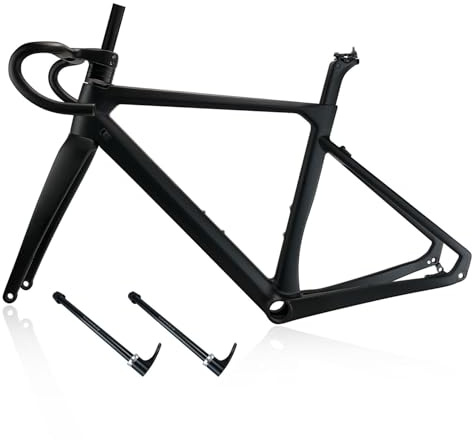 BSFHQS 700C Carbon Rennrad Rahmenset Mit 400/420 * 90mm Lenker 46 48 50 52 54CM Windbreaker Scheibenbremsrahmen Steckachse Fahrradrahmen F12*100mm R12*142mm Press-in BB86*46mm(48CM)