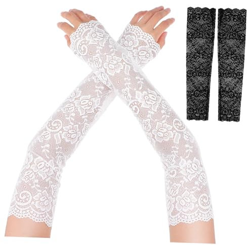 Mobestech 2paare Lace Arm Sleeves Für Damen Elegante Abnehmbare Spitzenärmel Für Hochzeiten Teepartys Und Besondere Anlässe Armwärmer Mit Elastischem Sitz Und Uv-Schutz