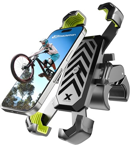 Bracketron Bike Phone Holder,[2025 Quick Release] Motorcycle Phone Mount,Phone Holder for Motorcycle Electric Bike,Scooter,Golf Cart,4 Point Shockproof Design for iPhone, Samsung, & Large Smartphones.
