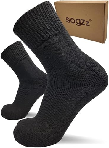 sogzz 2 pares de calcetines cálidos para diabéticos, de lana, para hombres y mujeres, talla 35-50, calcetines de invierno de lana premium de alta calidad, calcetines gruesos de lana para diabéticos