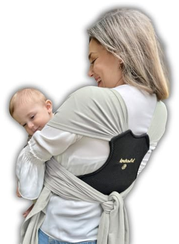 Amarsupiel Easy Porteo | Babytragetuch für Neugeborene mit 3D-Rückenstütze | Komfortabel & Einfach zu Bedienen | OEKOTEX-Stoff | Fronttrage | Babytragetuch bis 9 kg (Beige)