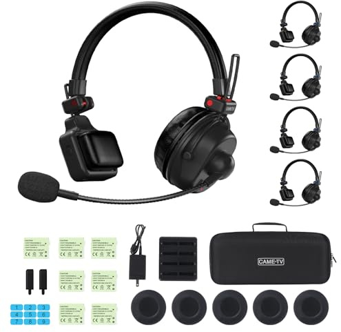cametv Waero-PRO 1.9GHz Wireless Intercom Headset System Noise Cancellation A/B Group 1700ft(518m) Zero Latency Team Communication for Film Production TV Church Boating Drone (5-KIT)