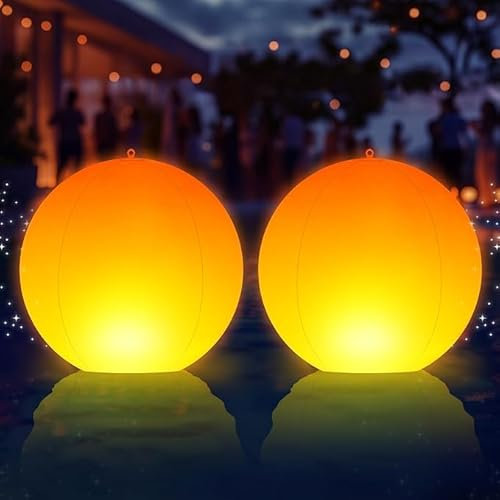 DeeprBling Luces Flotantes Piscina Solares de Llama, Bolas Luces Piscina Flotantes, Impermeables IP68 Bola Flotante Luz Solar Piscina, Ø35cm Inflables Bolas de Luz LED para Piscina Jardin - 2 Piezas