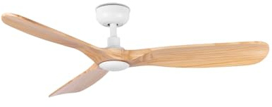 ventyly / ROWIND S/Ventilador de techo blanco/madera sin luz, Ø120 cm/Ultra Silencioso, bajo consumo, 6 Velocidades, Mando a distancia, Verano-Invierno, temporizador