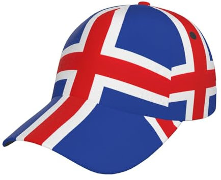 Baseballkappe, Motiv: Flagge Islands, stilvoll, gebogen, verstellbar, für Sommer, Strand und tropische Abenteuer, Schwarz, Schwarz , Einheitsgröße