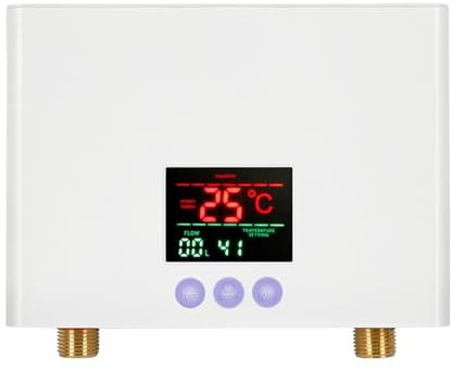 Chauffe eau Electrique, Chauffe-eau Instantané 3KW Mini Chauffe-eau Électrique Sans Réservoir Mural Avec Télécommande D'affichage LED For Cuisine Salle De Bain ,Pour cuisine, salle de bain, lavage