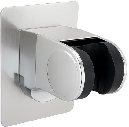Support Douchette Mural, Porte-Douchette Réglable, Fixation Douche Sans Perçage avec Adhésif Puissant, Étanche et Anti-Rouille en ABS Chromé pour Carrelage, Verre et Surface Lisse