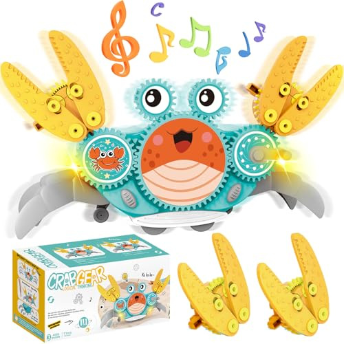 DECOHOME Crawling Crab Toy Baby for Boy 3+ Year Old Musical Toy, Automatic Sensing Avoid Obstacle Interactive Moving Sound Toys Running Crab for Kids Toddlers Boys Girls