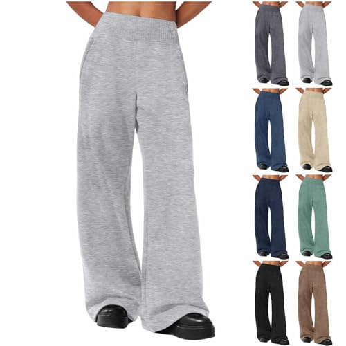 Breite Jogginghose Mädchen Weites Bein Sporthosen Y2K Baggy Hose Gummibund Softshellhose Übergroße High Waist Jogging Hosen Einfarbig Coole Reithose