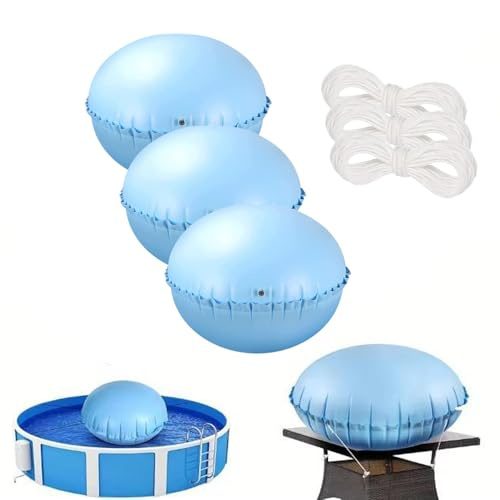 Coussin de Piscine d'hiver de 44 Pieds, Coussins d'hiver pour Piscine, Coussin d'air pour Piscine, avec Cordes de 3 m, 120 x 120 cm pour la Couverture d'hiver de la Piscine (3 PC Bleu)
