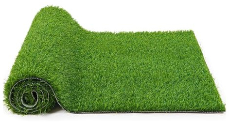 LSSHQ Rolle Kunstrasen Rasenteppich Mit Drainage Noppen Outdoor Kunstrasen Matte in Grün Wetterfest, Kunstgras für Haustiere Für Balkon, Terrasse, Garten(1x4m/3x13ft)