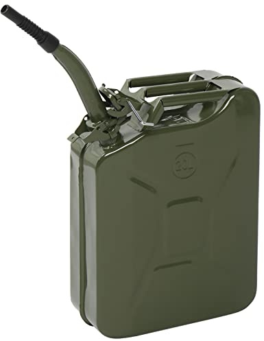 HOBBYZOO Jerrican Bidon Essence 20L Métal avec Bec Verseur (Vert) | Réservoir Carburant Portable pour Essence, Diesel et Bioéthanol