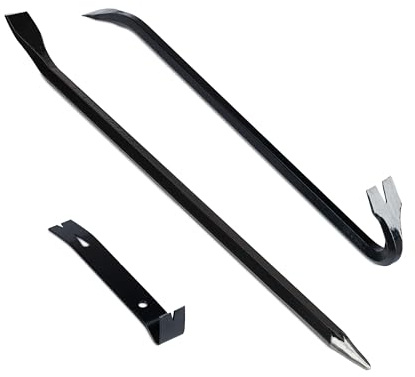 Relaxdays Brecheisen 3-TLG. Set, mit Geißfuß & Zierleistenheber, Montageeisen groß & klein, Demontage, Stahl, schwarz