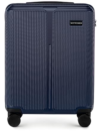 WITTCHEN Stripes Line | Kabinenkoffer 55 × 39 × 20 cm (M) | Hartschale ABS handgepäck koffer 36 l, 4 Rollen 360° & Zahlenschloss | Handgepäck tasche für Lufthansa/Eurowings/Ryanair | Farbe: Marineblau