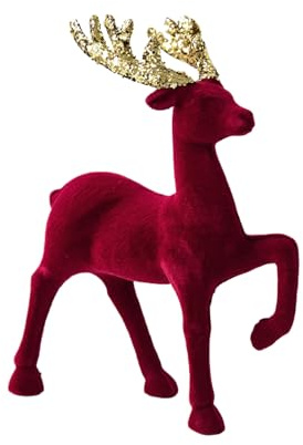 BIGULA Figurine di renna di Natale Decorazioni Figure di cervo in piedi Deer Modello animale per la casa Wine Cabinet Decors Tavola Figurine Renne Con corna e piedi glitterati