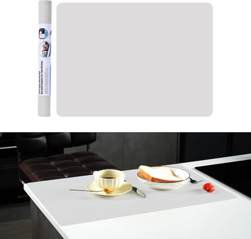 Faltenfreie Große Silikonmatte | Antihafte rutschfeste Kinder Malunterlage | als Silikon Backmatte Tischunterlage Bastelunterlage Platzset | BPA-frei (Grauweiß 40x60cm)