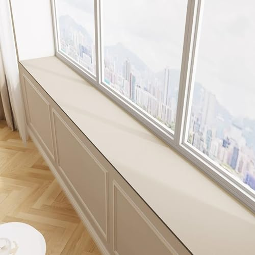Funda de cojín impermeable para alféizar de ventana de 72 pulgadas, a prueba de polvo, para interiores, tamaño personalizable (blanco, 183 x 41 cm) para protección de pieles y muebles