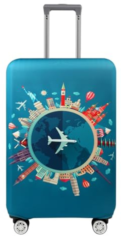 JYNXOR 1 Pcs KofferschutzhüLle KofferhüLle Elastische Kofferschutz, KofferüBerzug SchutzhüLle SchonbezüGe,Luggage Cover für Koffer Waschbar Suitcase Cover Kratzfest Kofferbezug(M, Grünes Flugzeug)