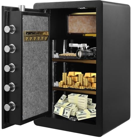 Victoam 4.2 Cub Alloy Steel Safe Box, Dual Alarm System, Money Box Digital Keypad Safes, Fireproof Safe for Home Office Hotel Business Jewelry Cash Use Storage