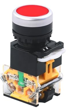 1PCS LA38-11BN Interruttore a pulsante 22 mm piccolo pannello piatto rotondo momentaneo/pulsante di accensione arresto di emergenza ON-OFF LA38-11 LA38-11BNZS (LA38-11BN - Nero, autobloccante