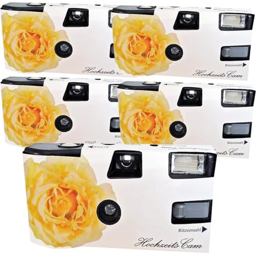 Cámara de boda White Rose – Pack de 5 cámaras desechables con flash (27 A 400 ASA)