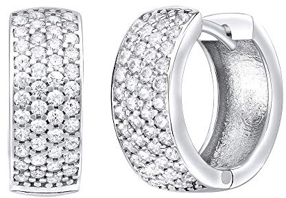 SILVEGO Damen Ohrringe Klappcreolen aus 925 Sterling Silber mit Zirkonia