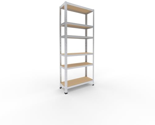 shelfplaza Home 180x75x30cm Schwerlastregal verzinkt mit 6 Böden x 145kg | Kellerregal · Lagerregal · Metallregal · Regale für Kellerraum · Steckregal · Abstellraum Regal