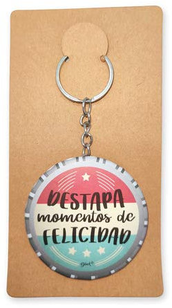 Lote de 50 Llaveros Chapa Abridor Frases  Momentos de Felicidad - Detalles de Bodas, Regalos para Comuniones Originales