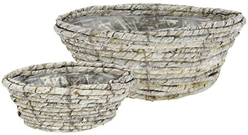 Korbset aus Weide mit Folie ausgeschlagen Weidekorb Pflanzkorb Pflanzgefäß Pflanzschale Gefäß Blumentopf Pflanzen Pflanztopf Übertopf Schale Dekotopf geflochtener Topf Übertopf Korb Blumentöpfe Blumen