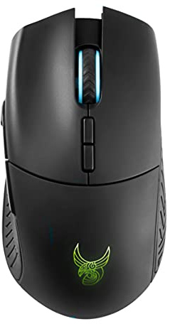 L33T Gaming DRAUPNIR Maus, high Performance kabellose Gaming Mouse für Gamer und eSportler, drahtlos mit 8 Tasten, optischer Sensor mit 16.000 DPI, austauschbare Daumentasten., schwarz