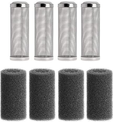 4 x 16 mm Edelstahl-Aquarienfilter, Einlaufkorb, Netzgarnelenschutz, für Aquarium, Fische, Garnelen, mit Schwamm-Aquarium-Filterabdeckung